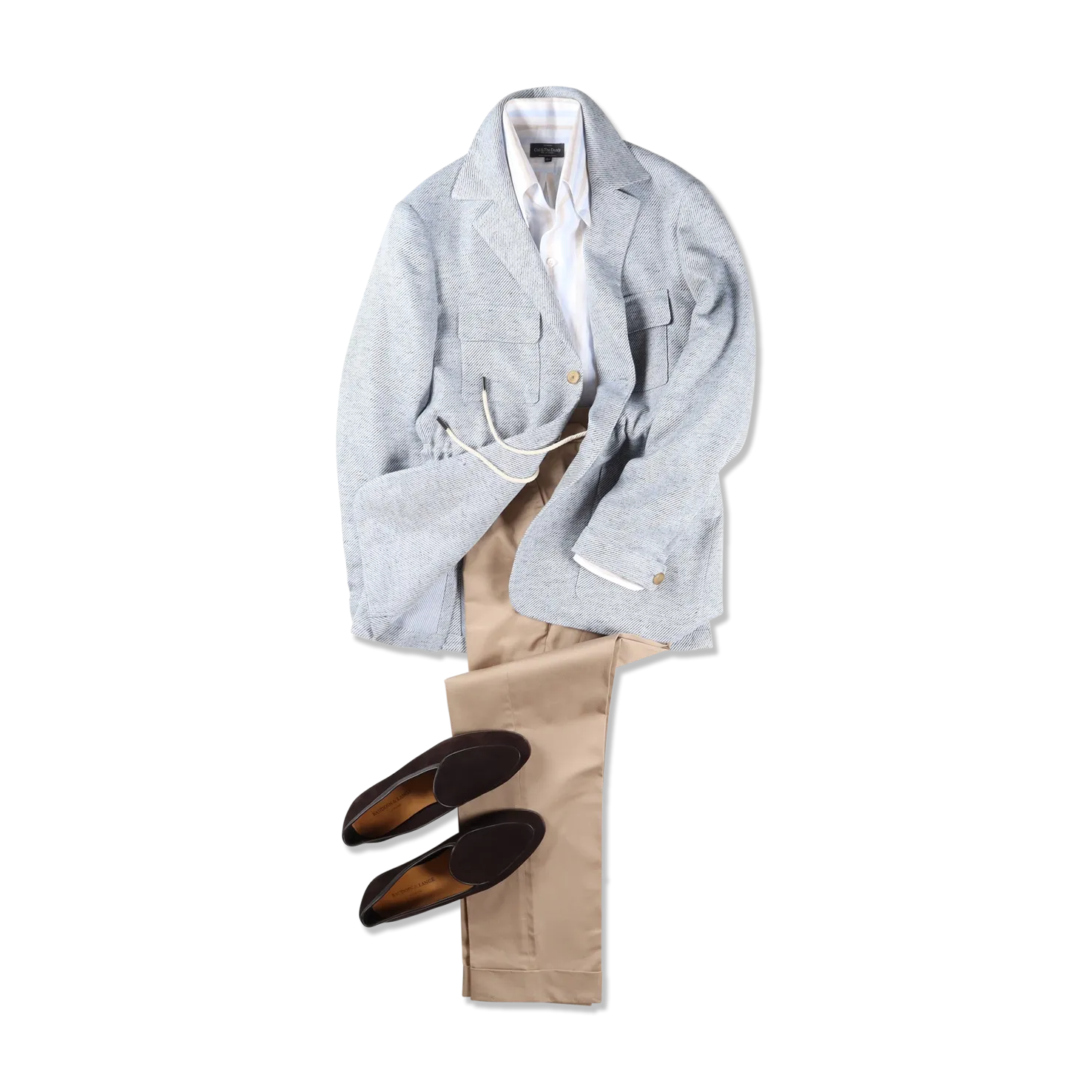 Once Piece Collar Shirt in Cream & Sky Stripe