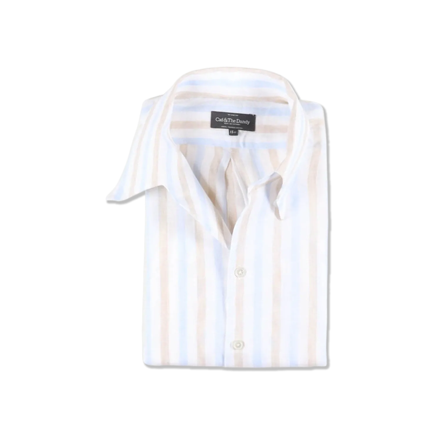 Once Piece Collar Shirt in Cream & Sky Stripe