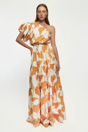 One Shoulder Puff Sleeve Maxi