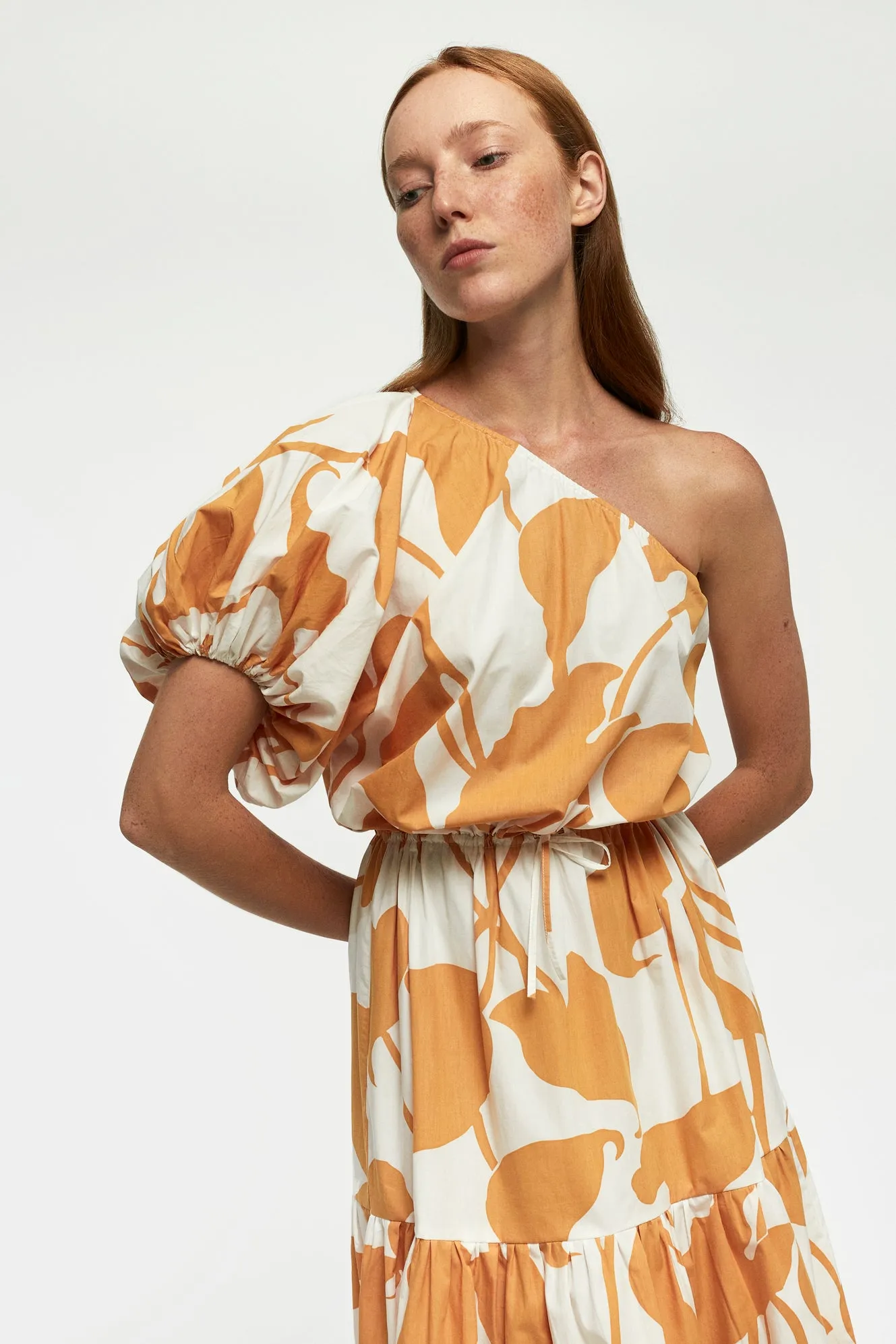 One Shoulder Puff Sleeve Maxi