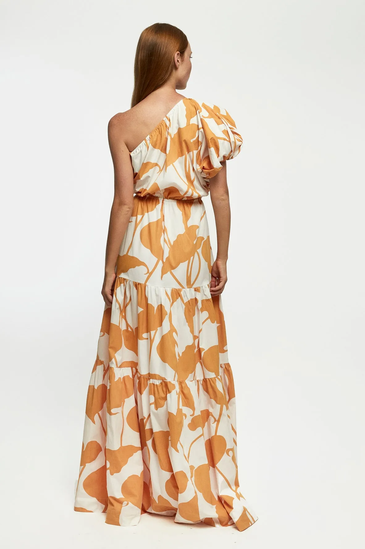 One Shoulder Puff Sleeve Maxi