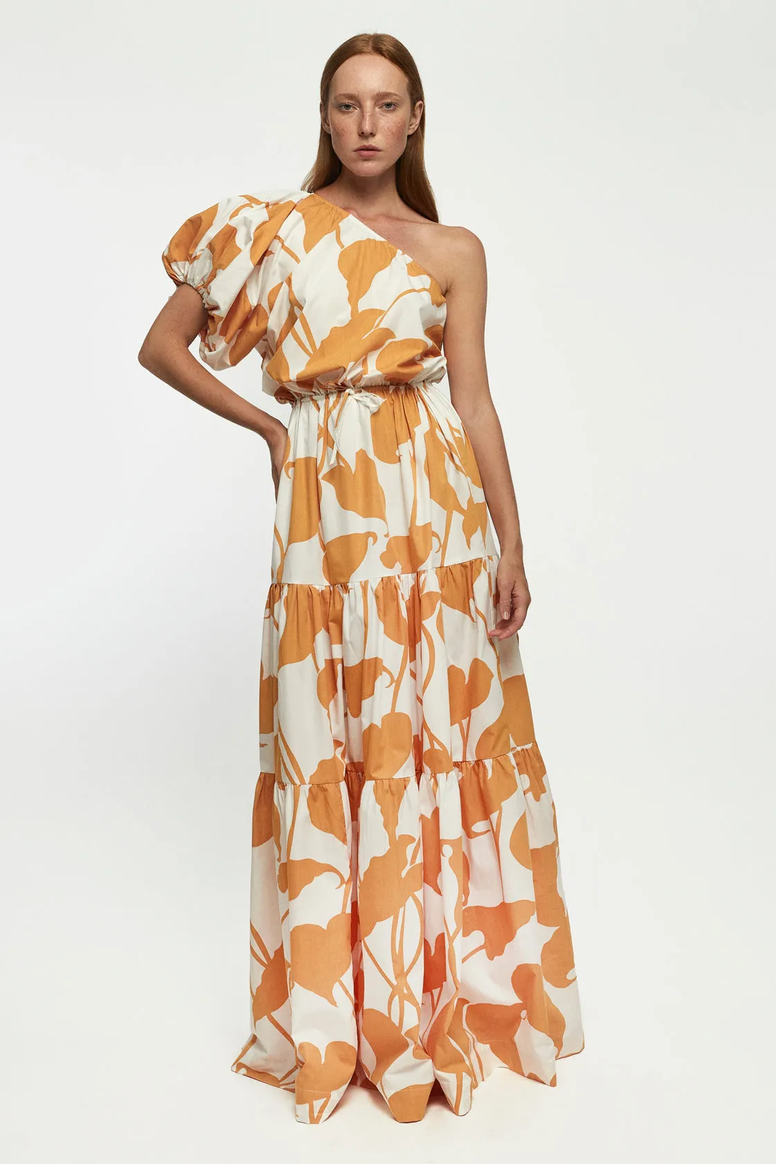 One Shoulder Puff Sleeve Maxi