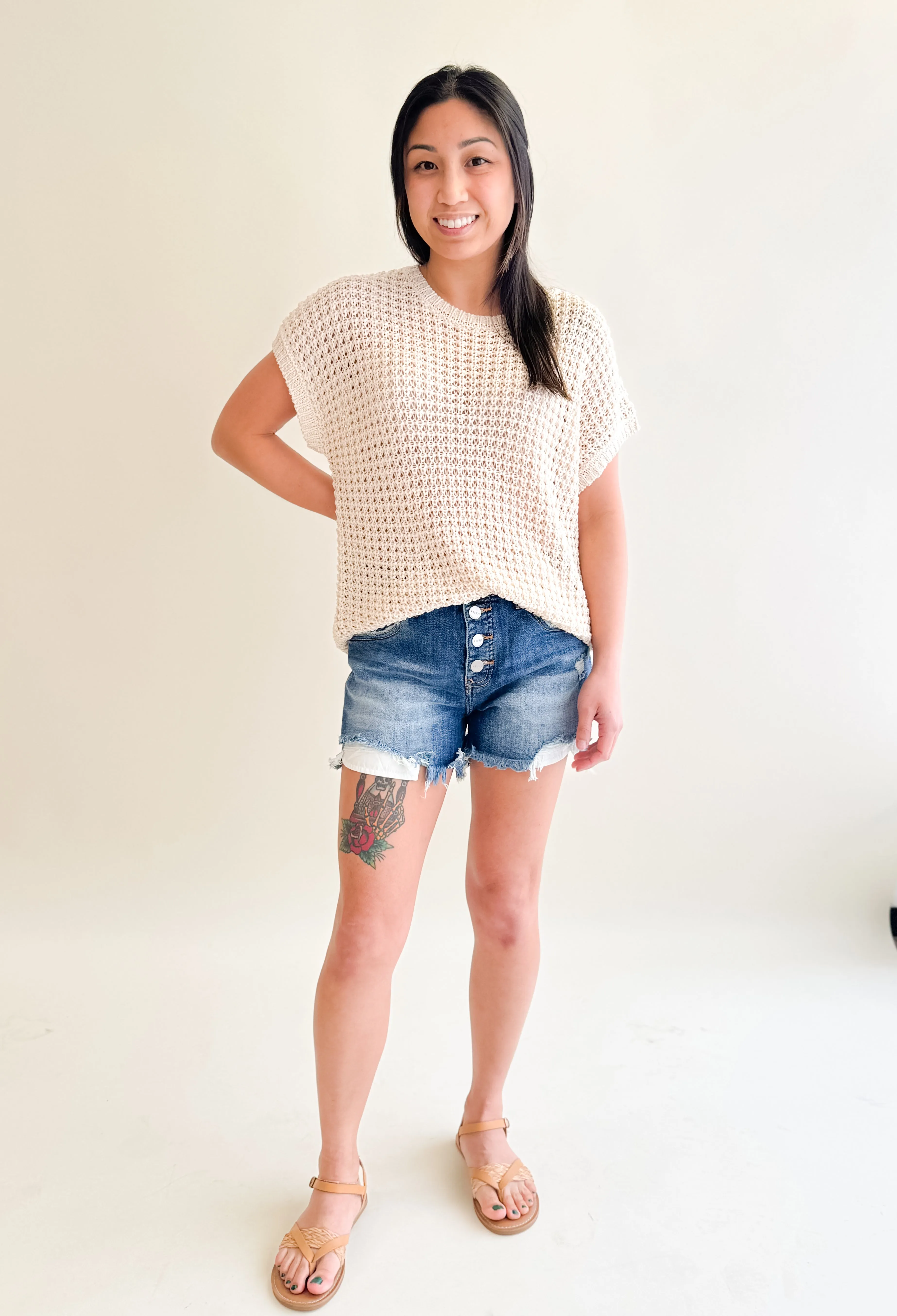 Open Knit Sweater Top