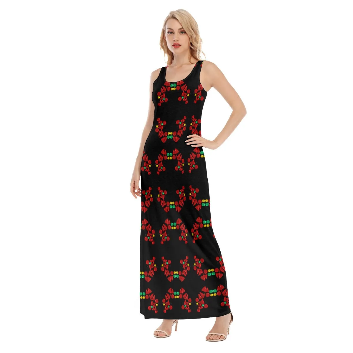 Origen Destination Women's Black Patterned Vest Dress