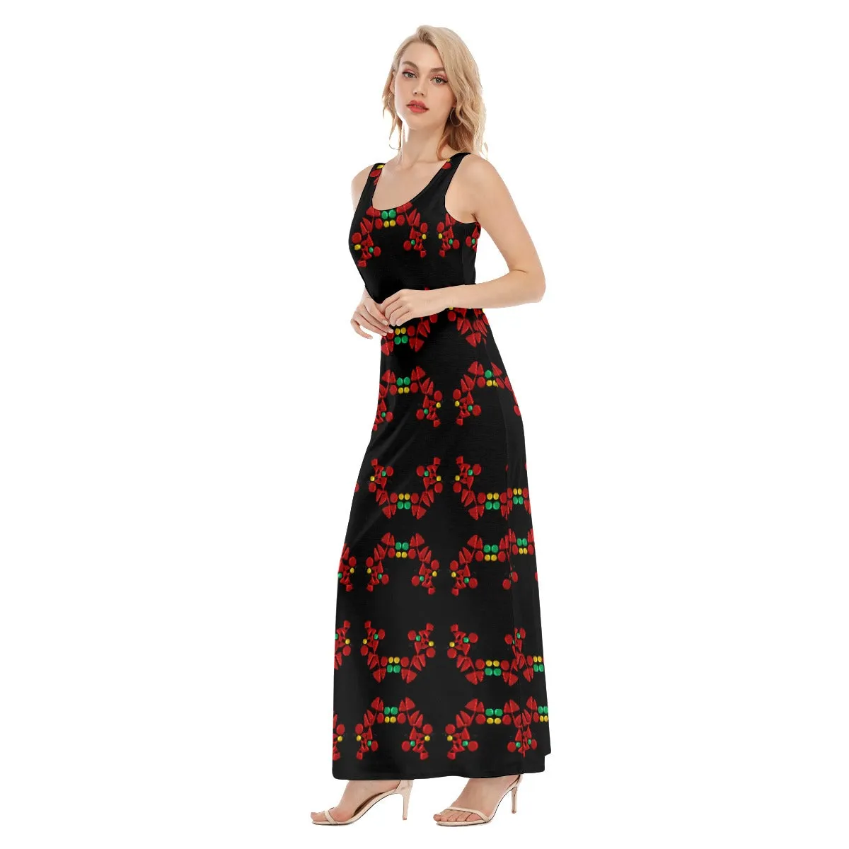 Origen Destination Women's Black Patterned Vest Dress