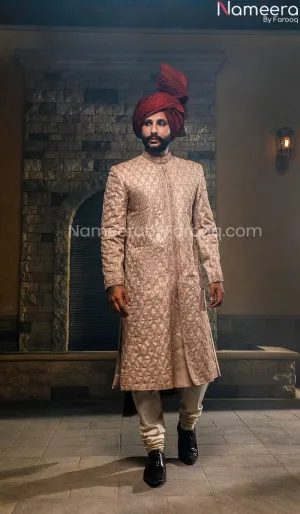 Pakistani Salwar Kameez Mens Sherwani with Turban #GN58