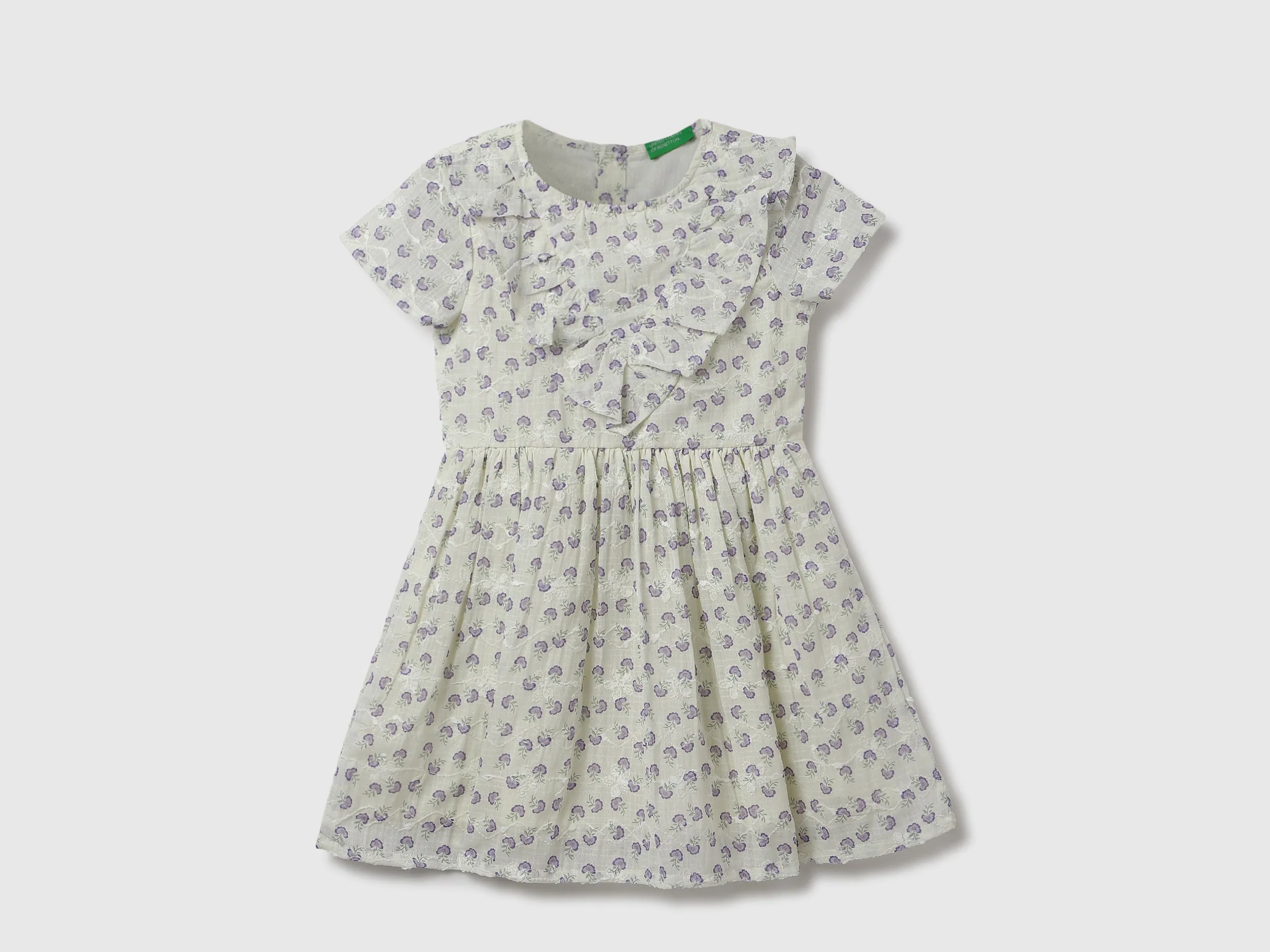 Patterned & Ruffled A-Line Dress