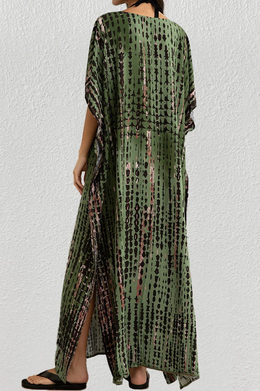 Plus Size Print Blue Kaftan Dress