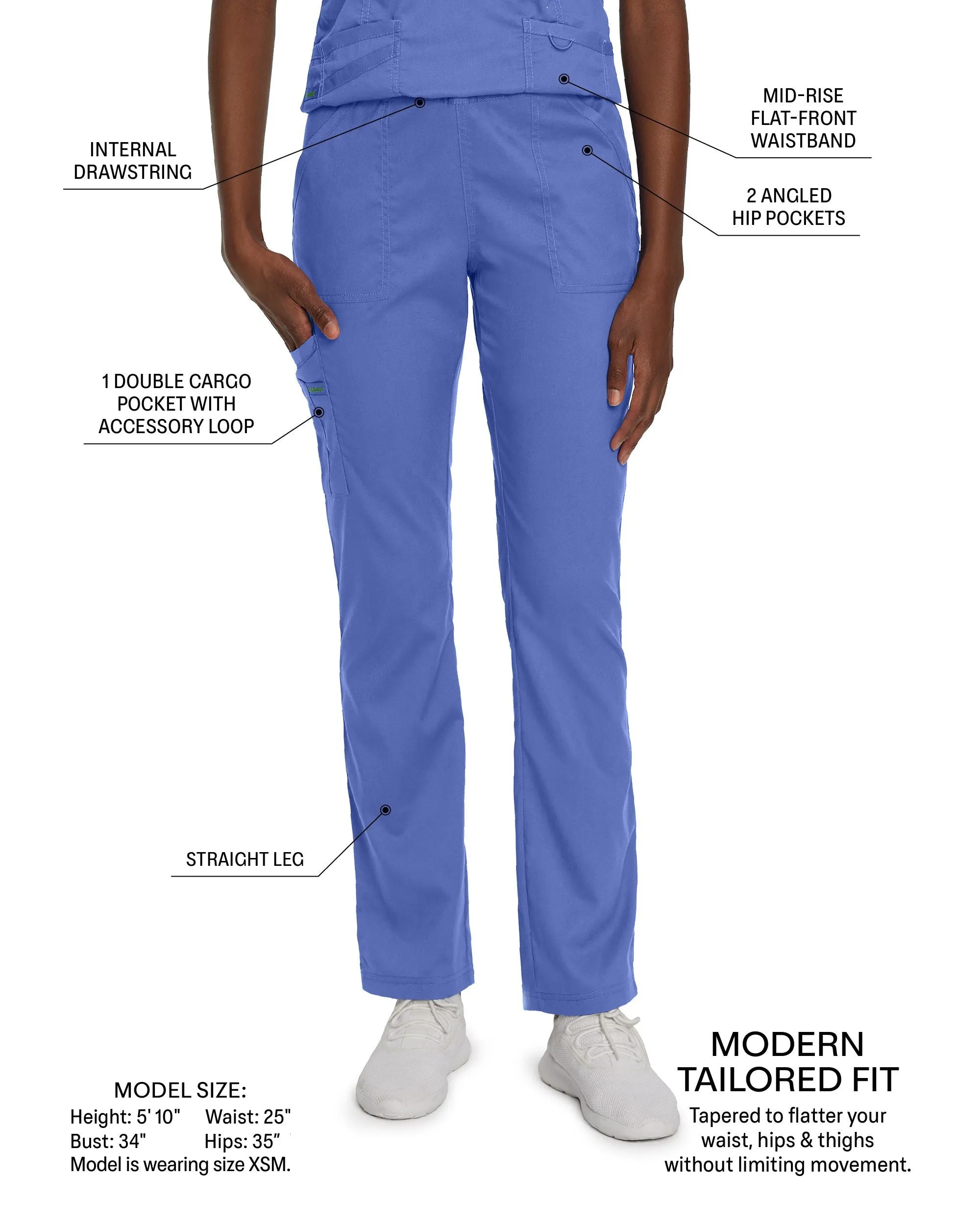 ProFlex 2042 Women's Cargo Scrub Pants Steel