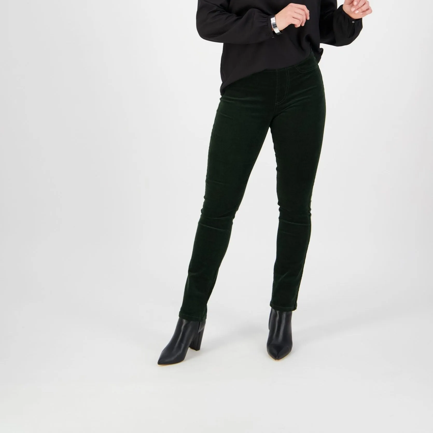 Pull On Cord Trousers - Forest