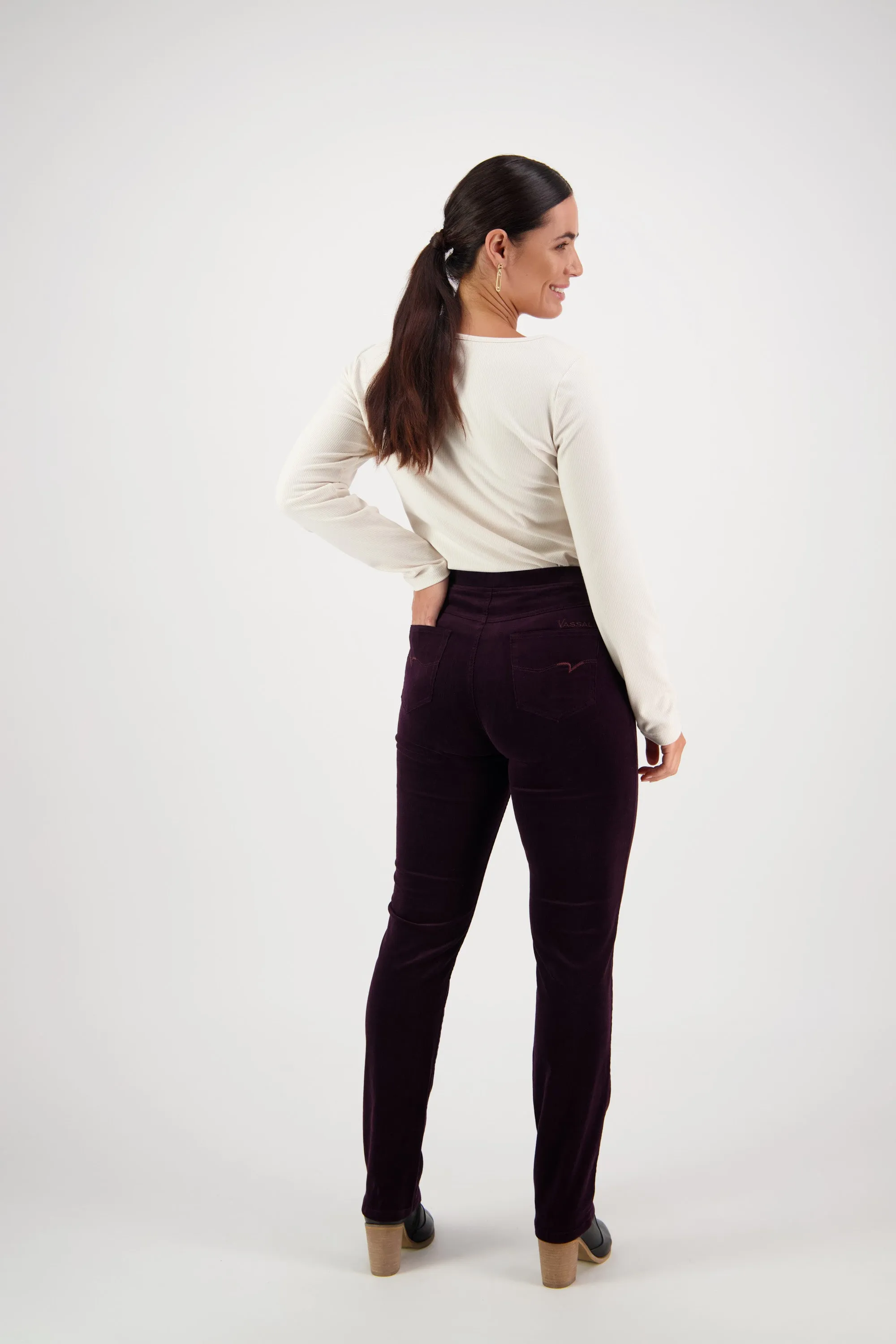 Pull On Cord Trousers - Mulberry