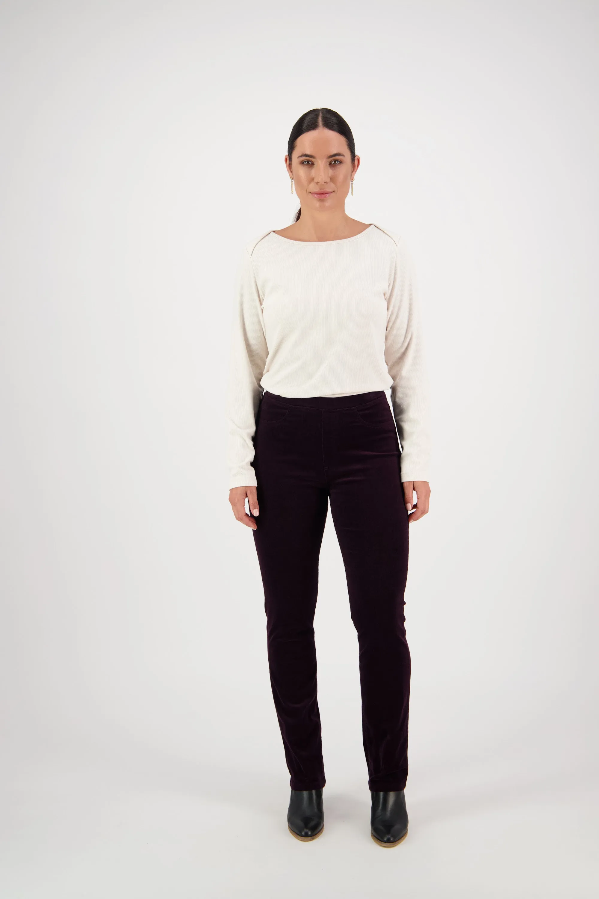 Pull On Cord Trousers - Mulberry