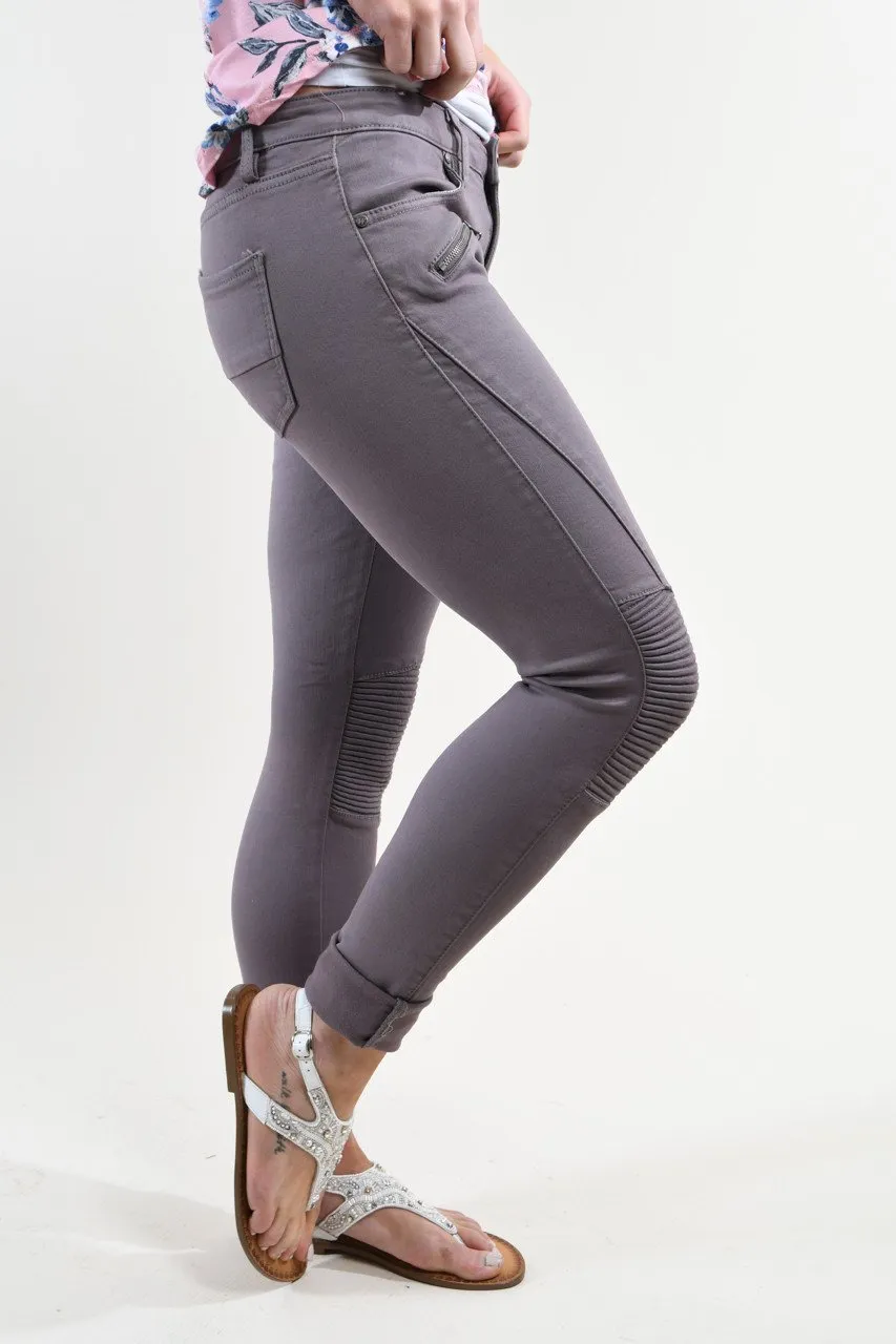 Purple Grey Moto Pants