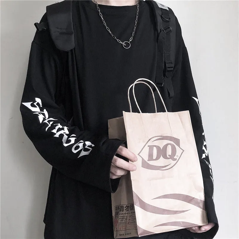 "WHITE/BLACK RETRO LOOSE" LONG-SLEEVED SHIRT K111304