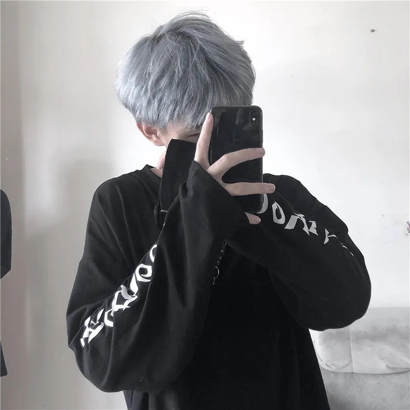 "WHITE/BLACK RETRO LOOSE" LONG-SLEEVED SHIRT K111304