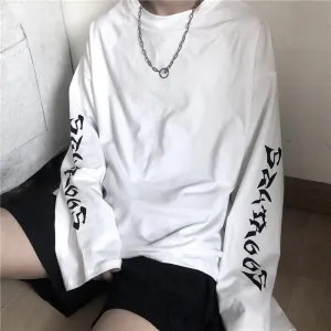 "WHITE/BLACK RETRO LOOSE" LONG-SLEEVED SHIRT K111304
