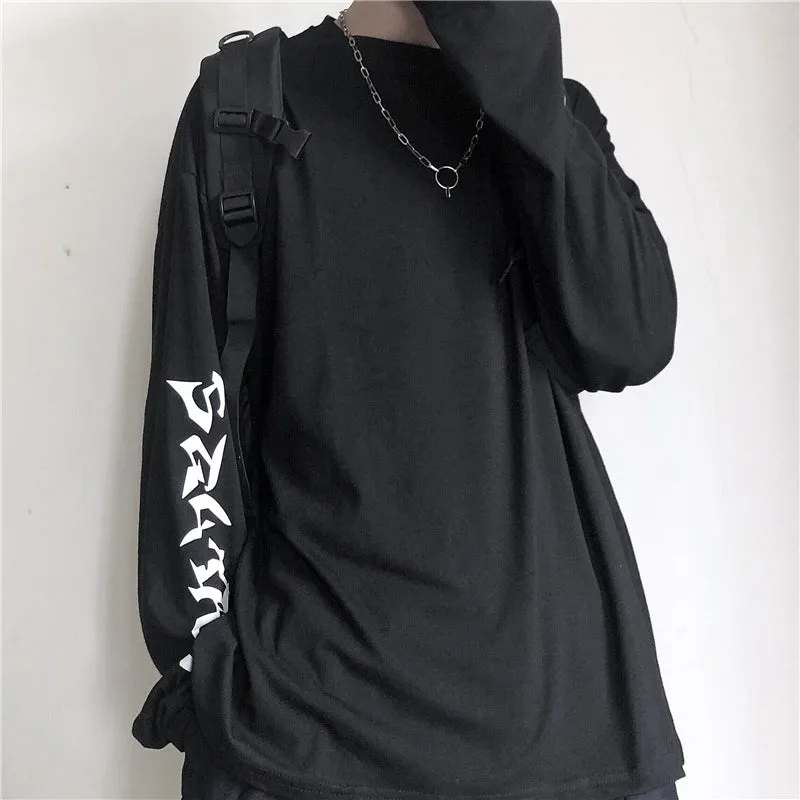 "WHITE/BLACK RETRO LOOSE" LONG-SLEEVED SHIRT K111304