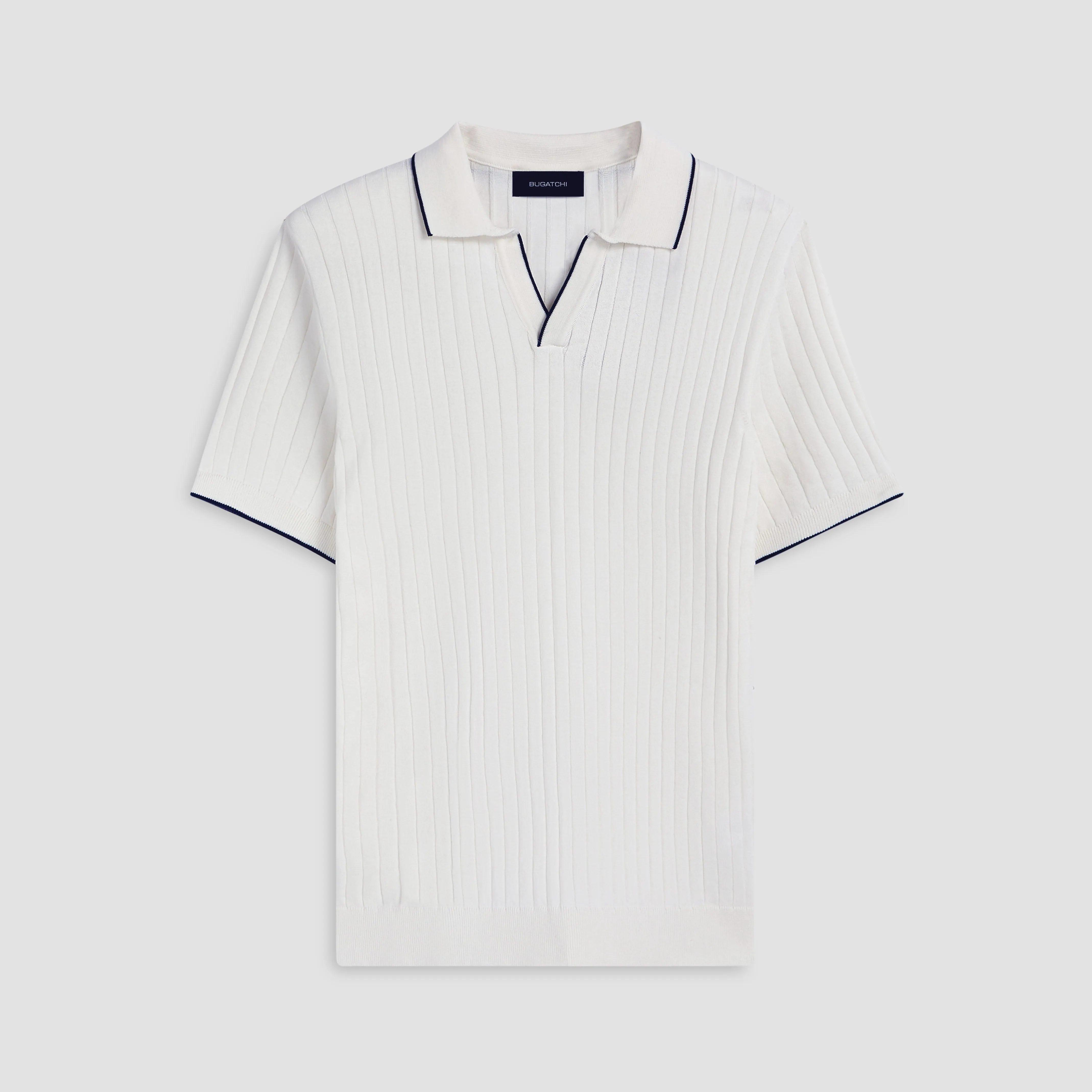 Rib Knit Short Sleeve Johnny Collar Sweater