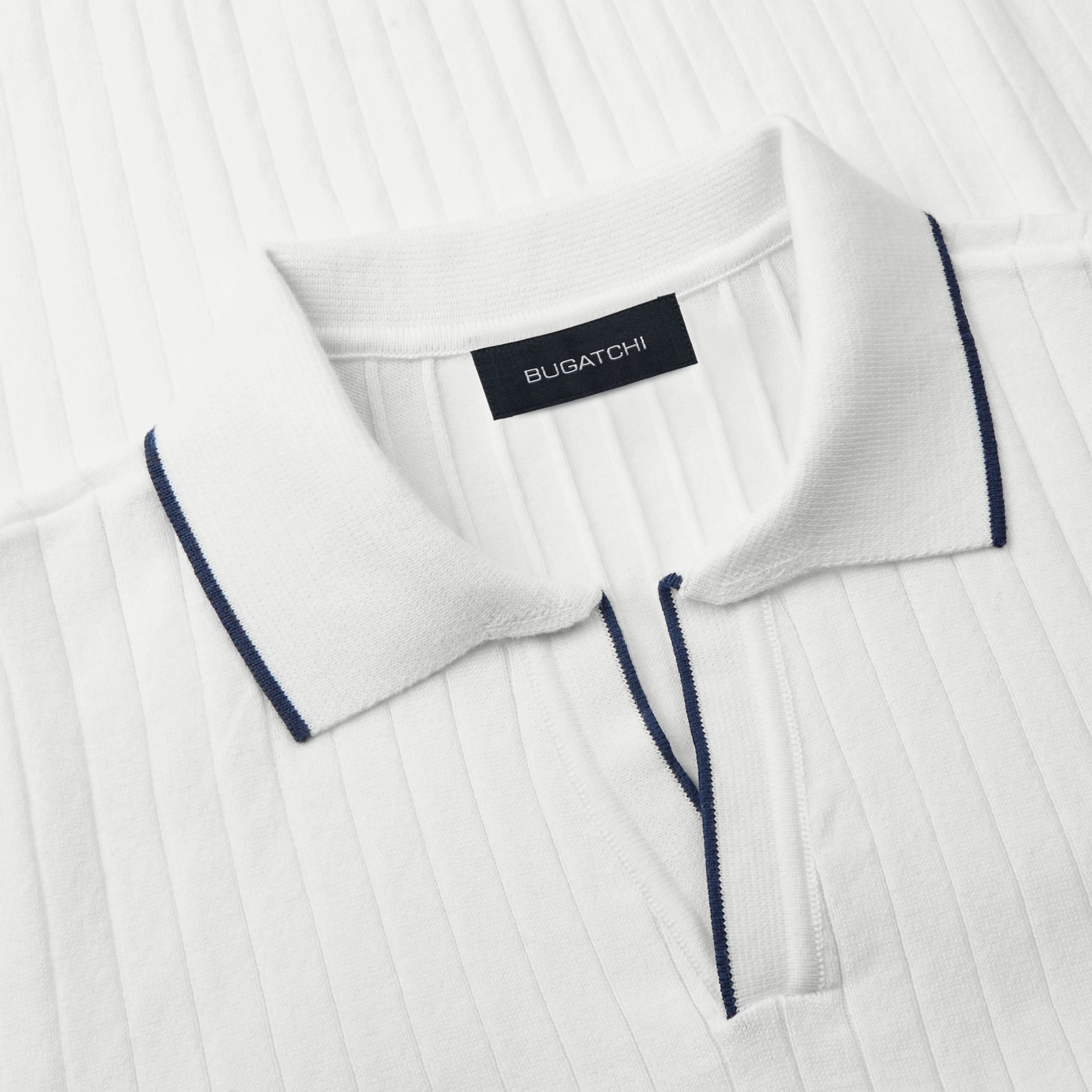 Rib Knit Short Sleeve Johnny Collar Sweater