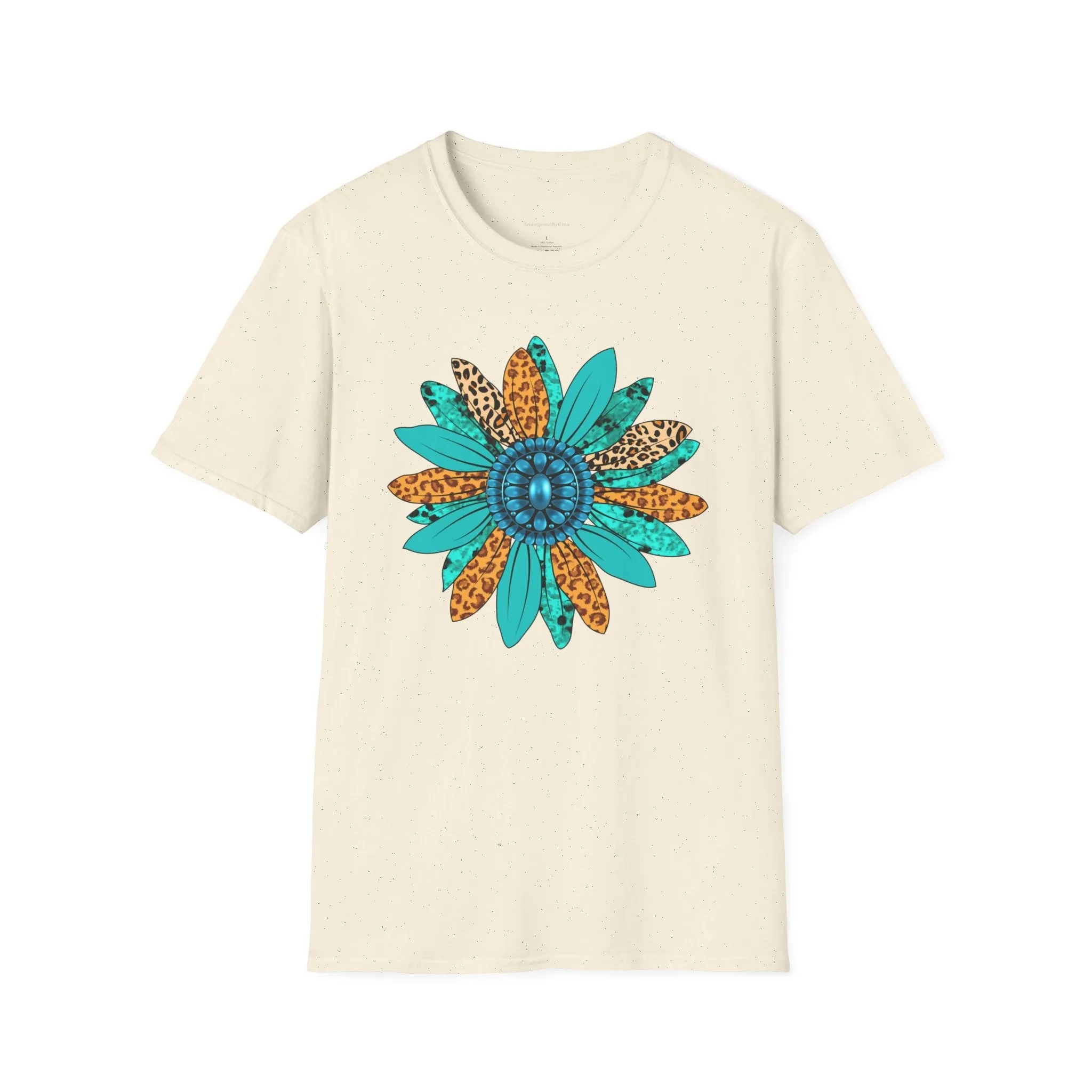 Rodeo, Rodeo Flower, Turquoise Flower, Cowgirl Tee, Cowgirl Shirt, Softstyle T-Shirt