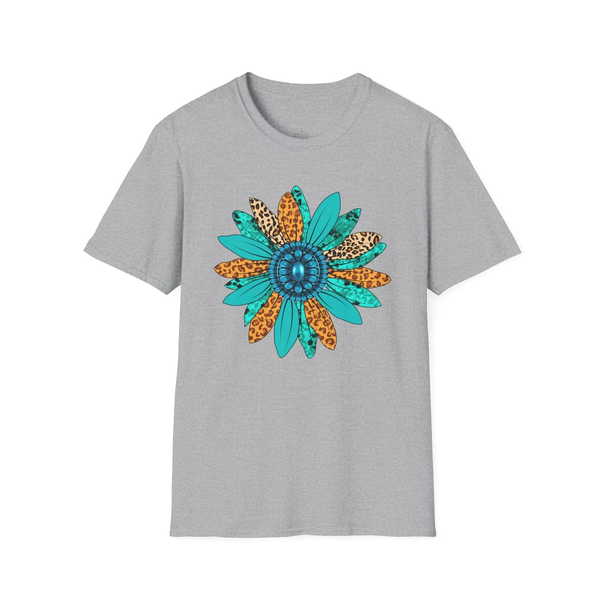 Rodeo, Rodeo Flower, Turquoise Flower, Cowgirl Tee, Cowgirl Shirt, Softstyle T-Shirt