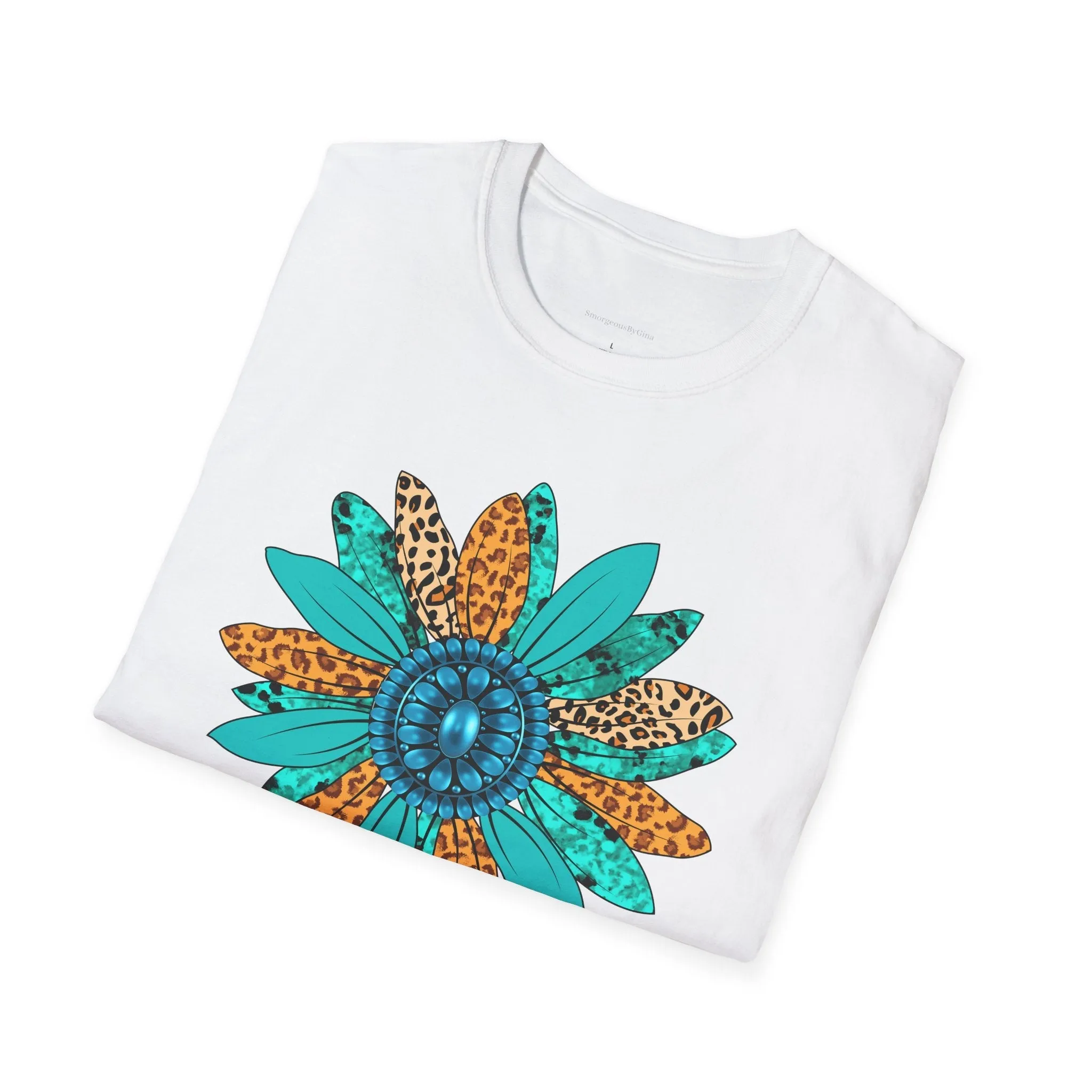 Rodeo, Rodeo Flower, Turquoise Flower, Cowgirl Tee, Cowgirl Shirt, Softstyle T-Shirt
