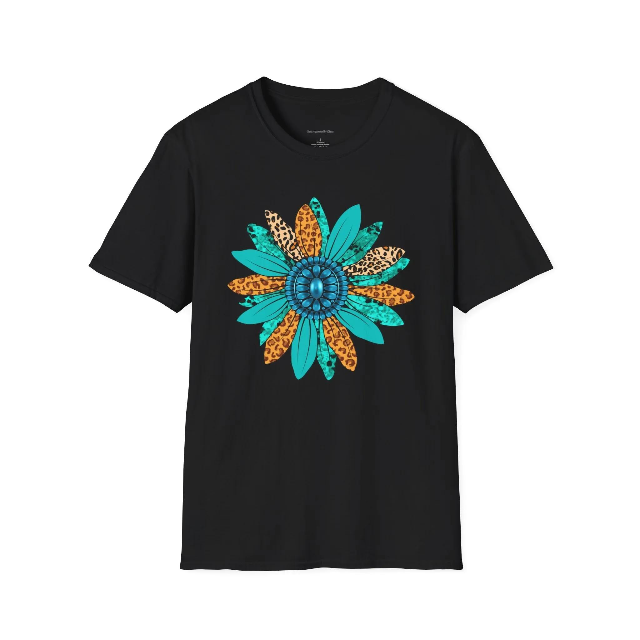Rodeo, Rodeo Flower, Turquoise Flower, Cowgirl Tee, Cowgirl Shirt, Softstyle T-Shirt
