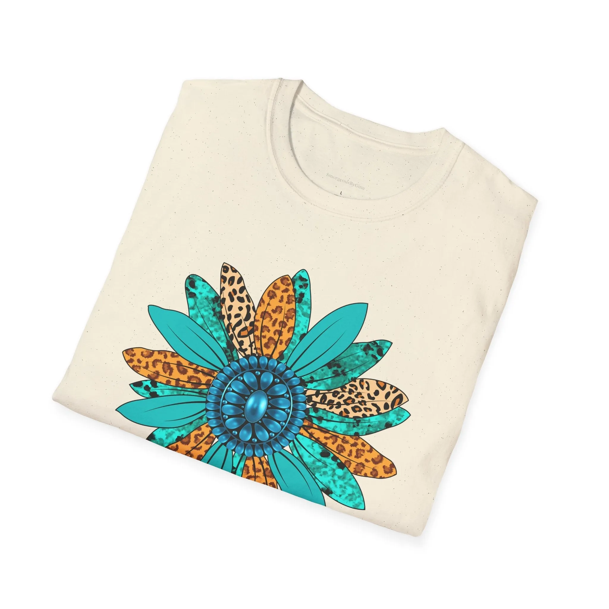 Rodeo, Rodeo Flower, Turquoise Flower, Cowgirl Tee, Cowgirl Shirt, Softstyle T-Shirt
