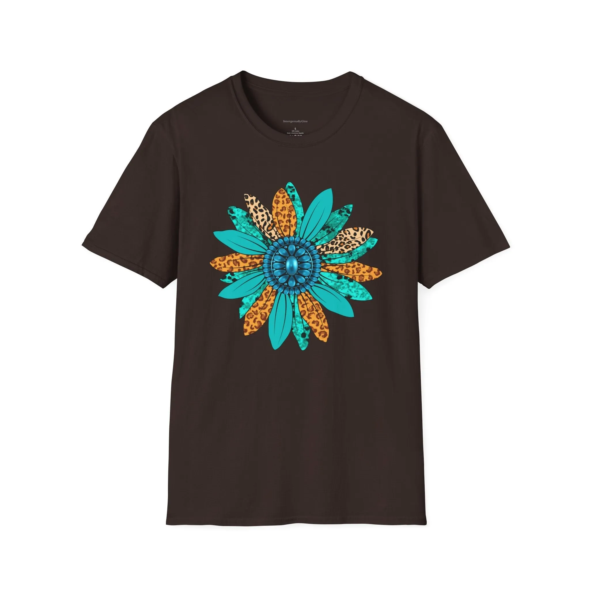 Rodeo, Rodeo Flower, Turquoise Flower, Cowgirl Tee, Cowgirl Shirt, Softstyle T-Shirt