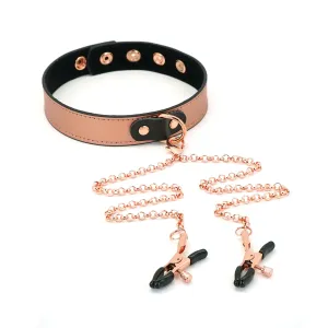 Rose Gold Memory Collar with Nipple Clamps