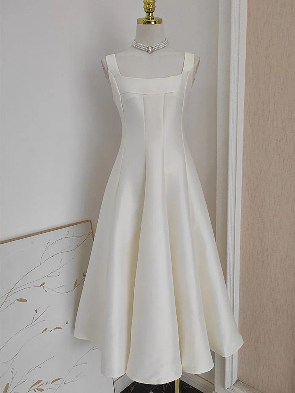 Rose Satin Sleeveless Classic 1950S Vintage Sweet Party Dress