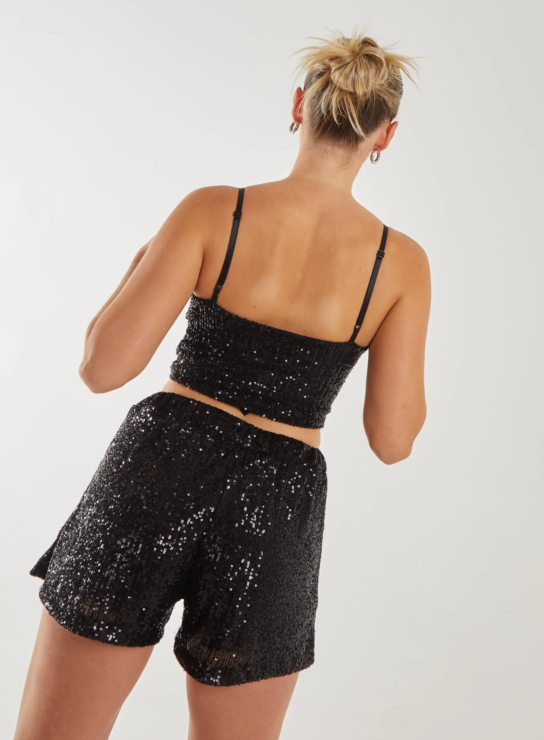 Sequin Strappy Bustier Top