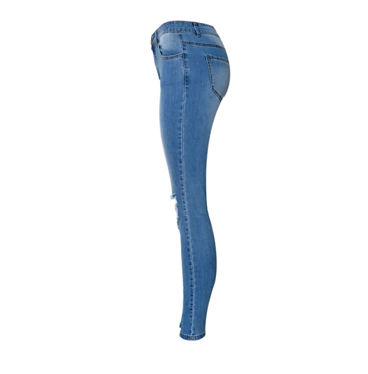 Shredded High Waist Stretch Slim Jeans