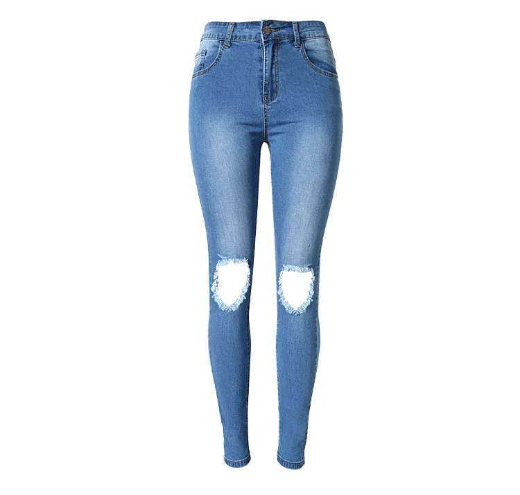 Shredded High Waist Stretch Slim Jeans