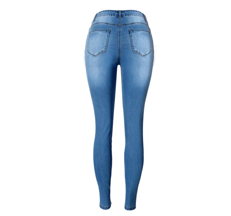 Shredded High Waist Stretch Slim Jeans