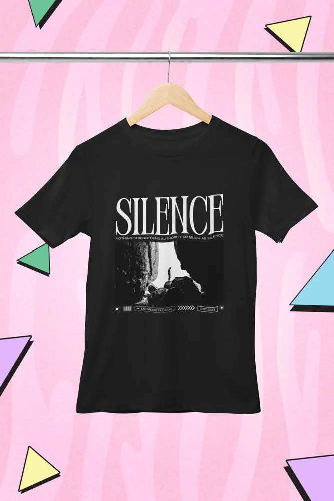 SILENCE - Unisex Oversized Cotton Graphic Printed T-Shirt