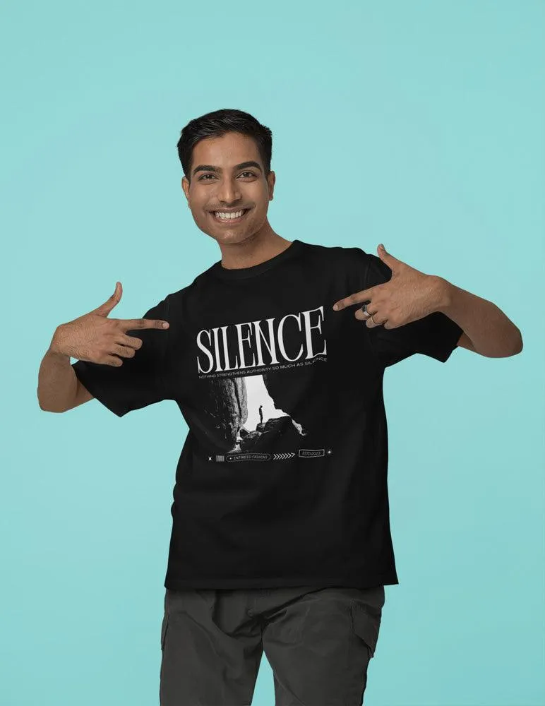 SILENCE - Unisex Oversized Cotton Graphic Printed T-Shirt