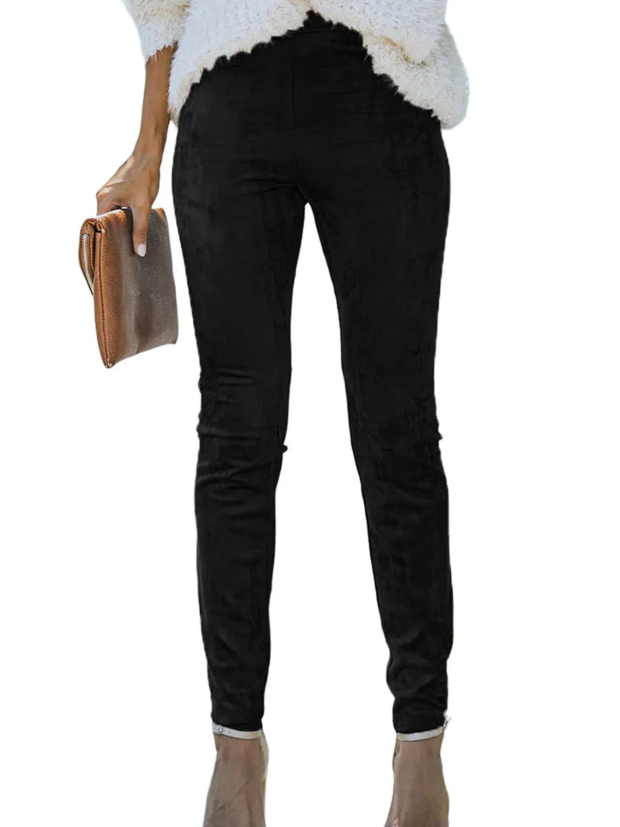 Simple Versatile Faux Fur Cropped Trousers