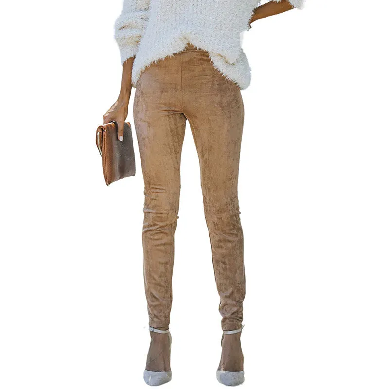 Simple Versatile Faux Fur Cropped Trousers