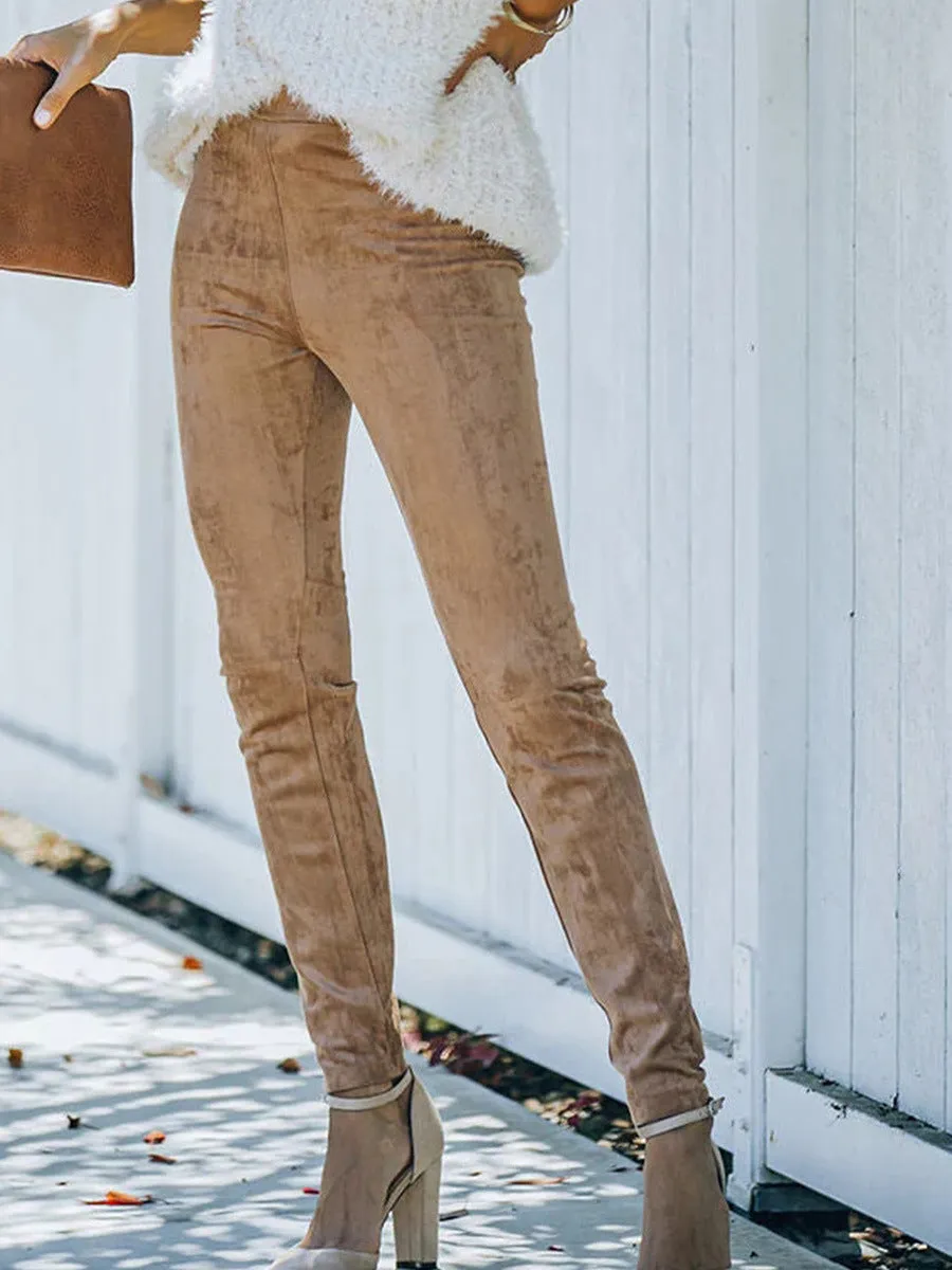 Simple Versatile Faux Fur Cropped Trousers