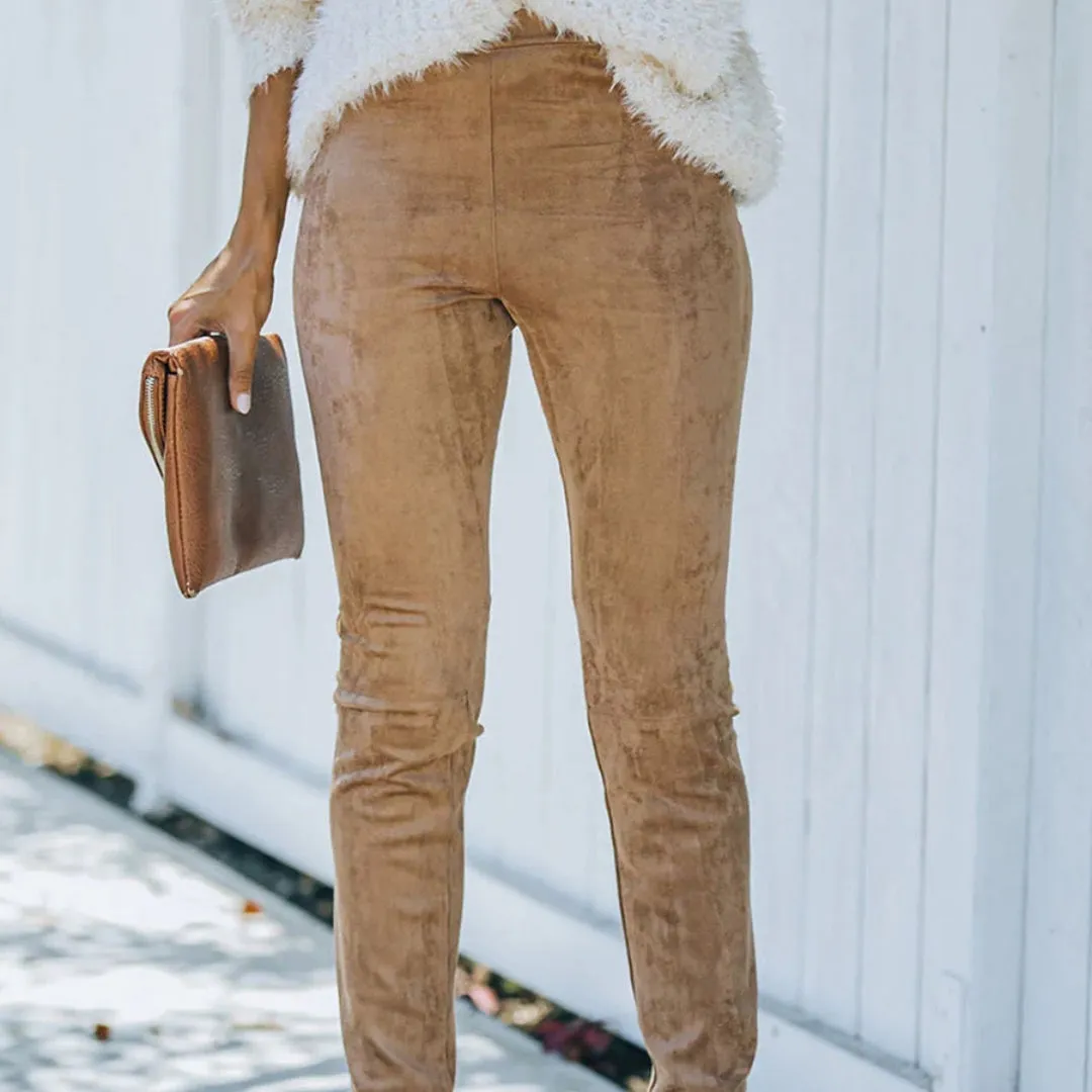 Simple Versatile Faux Fur Cropped Trousers