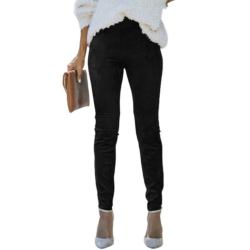 Simple Versatile Faux Fur Cropped Trousers
