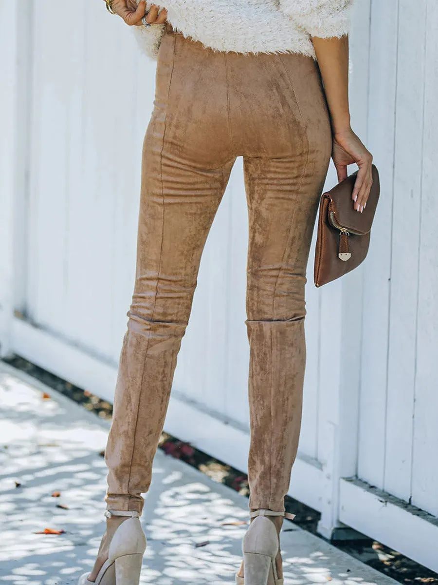 Simple Versatile Faux Fur Cropped Trousers