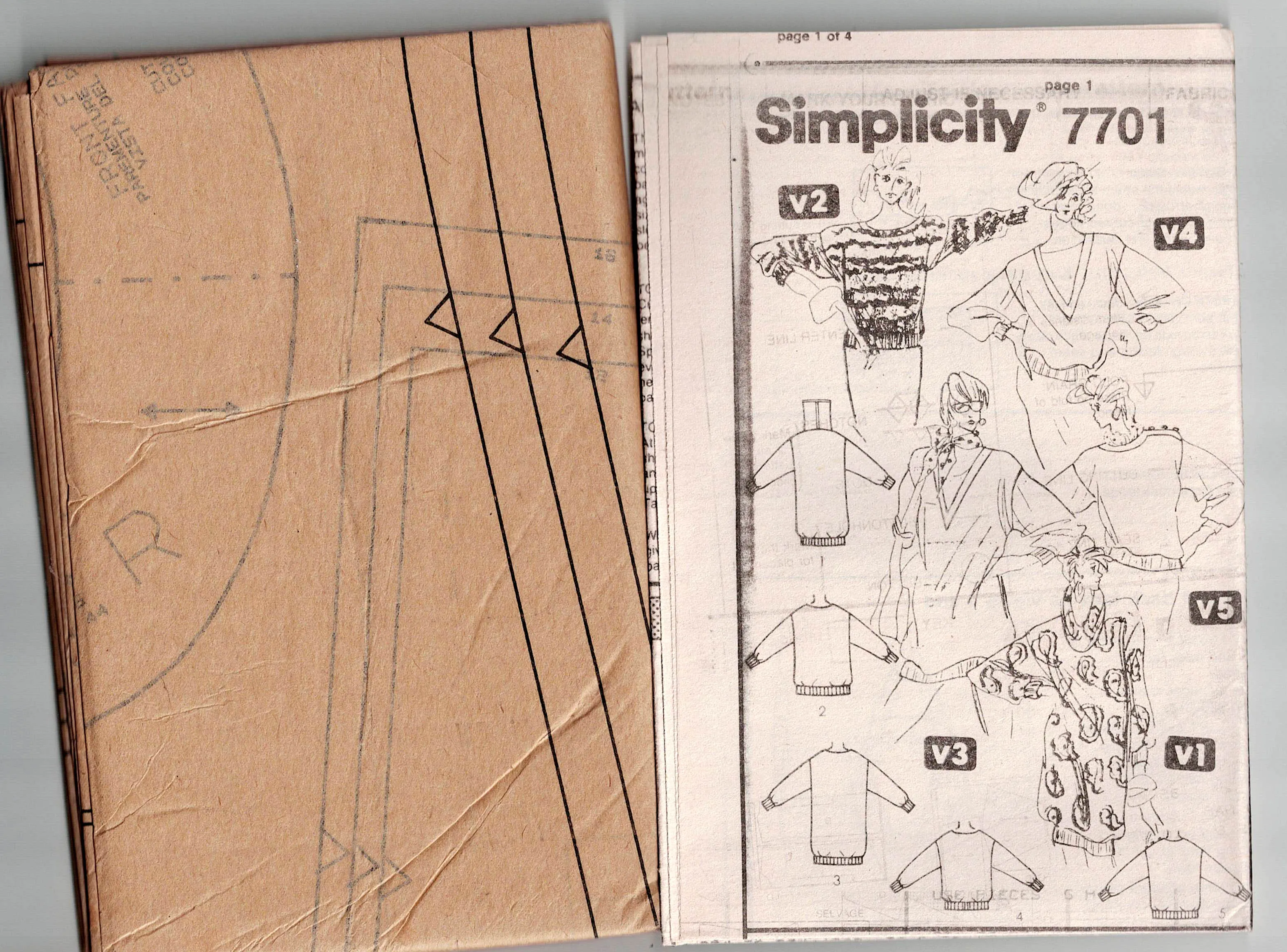 Simplicity 7701 Womens EASY Stretch Knit Tunic Tops 1980s Vintage Sewing Pattern Size 12 - 16 UNCUT Factory Folded