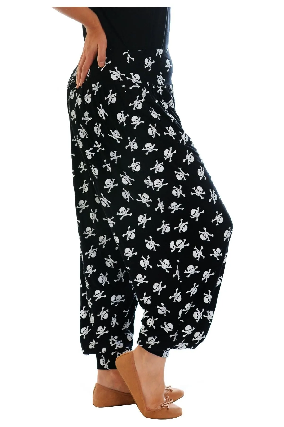 Skull Bones Print Harem Trousers