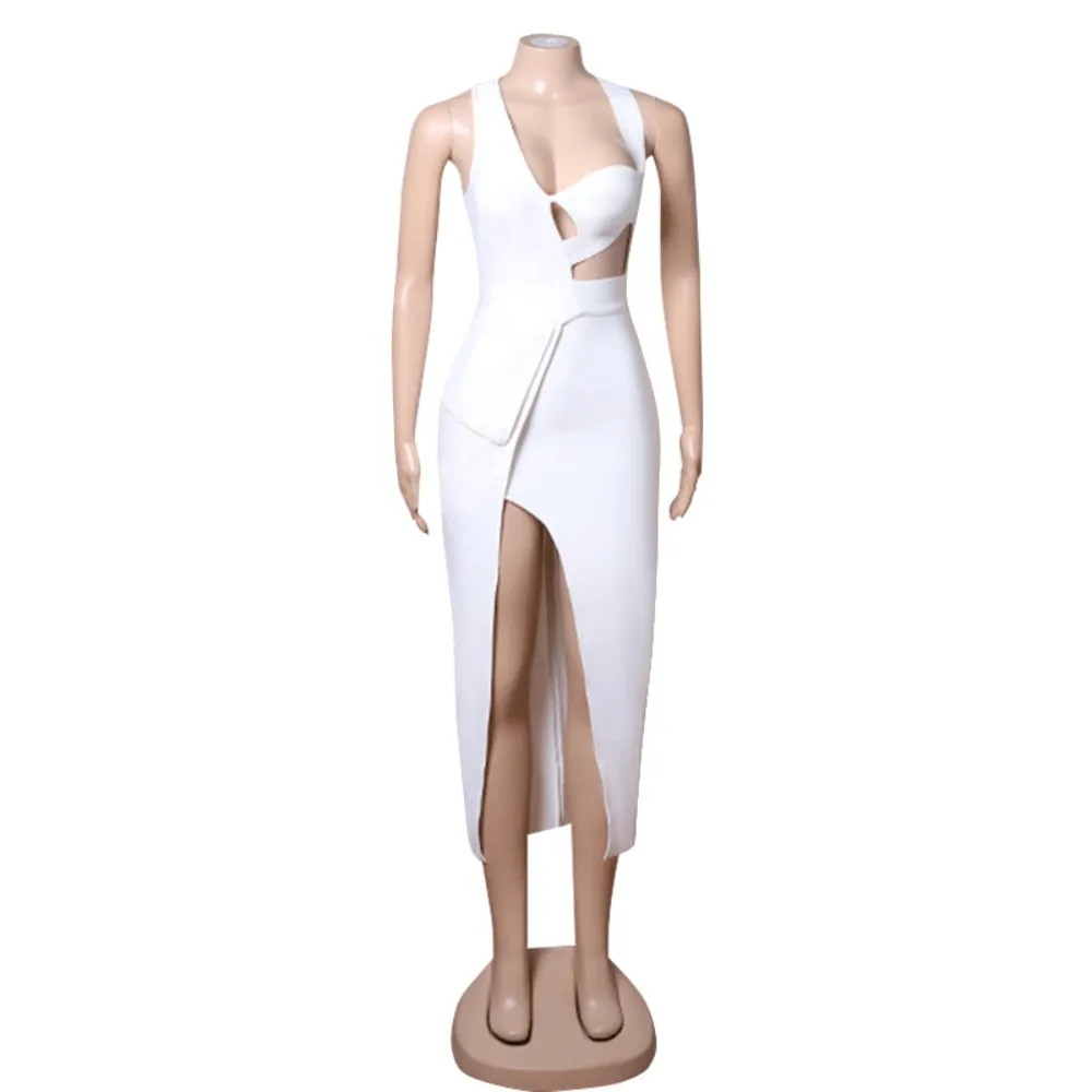 Sleeveless Hollow out Midi Bandage Dress PZC2089
