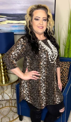 SMALL: Brown Snake Scoop Tunic