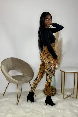 Snakeskin Pants Set | Tan