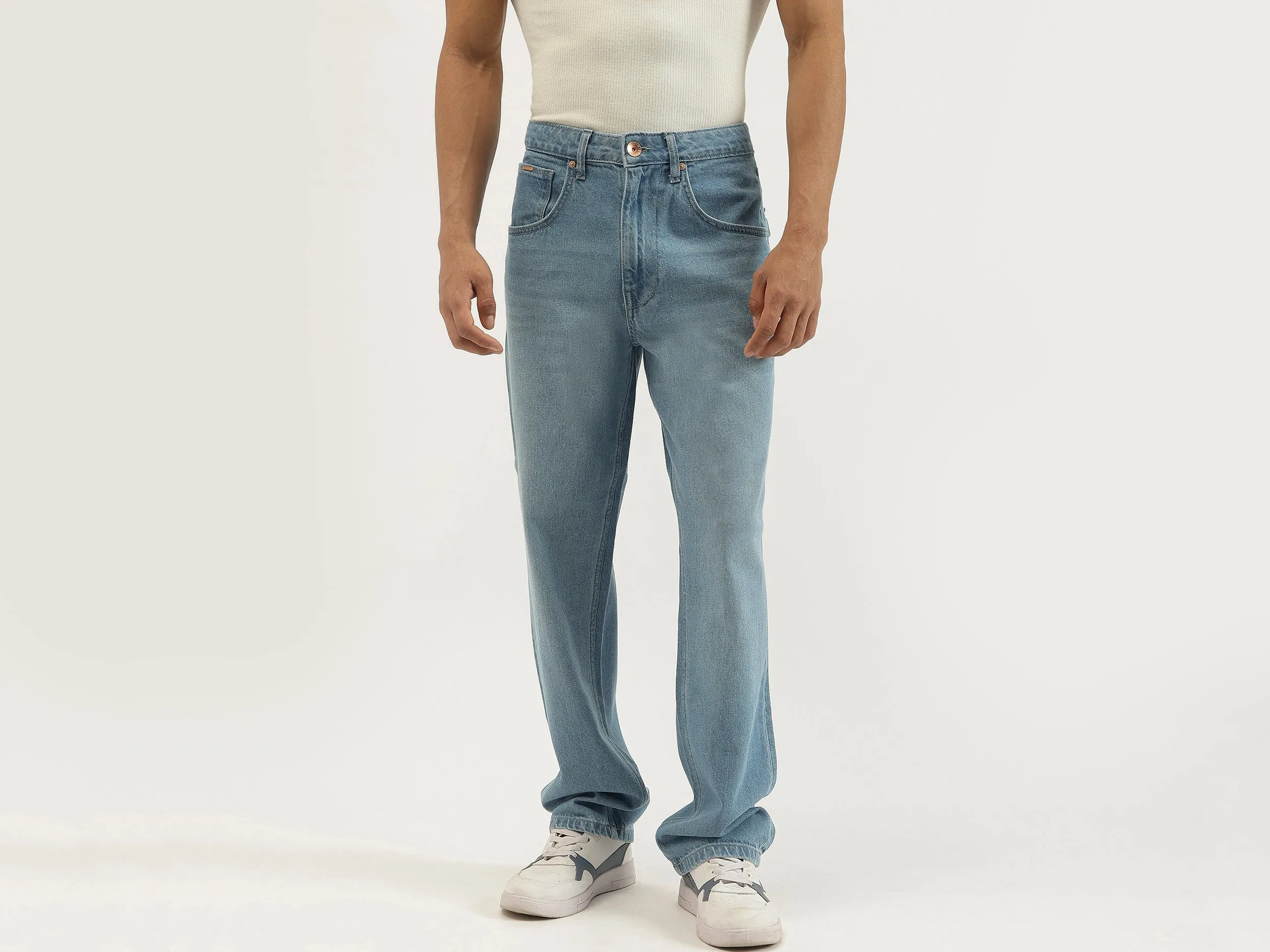 Solid Baggy Fit Jeans