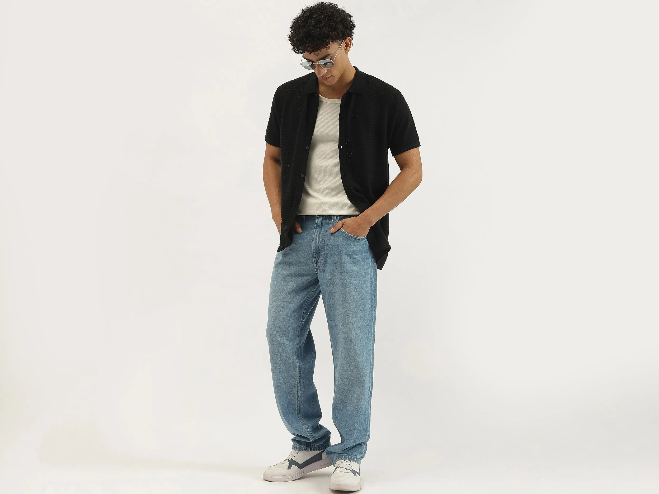 Solid Baggy Fit Jeans